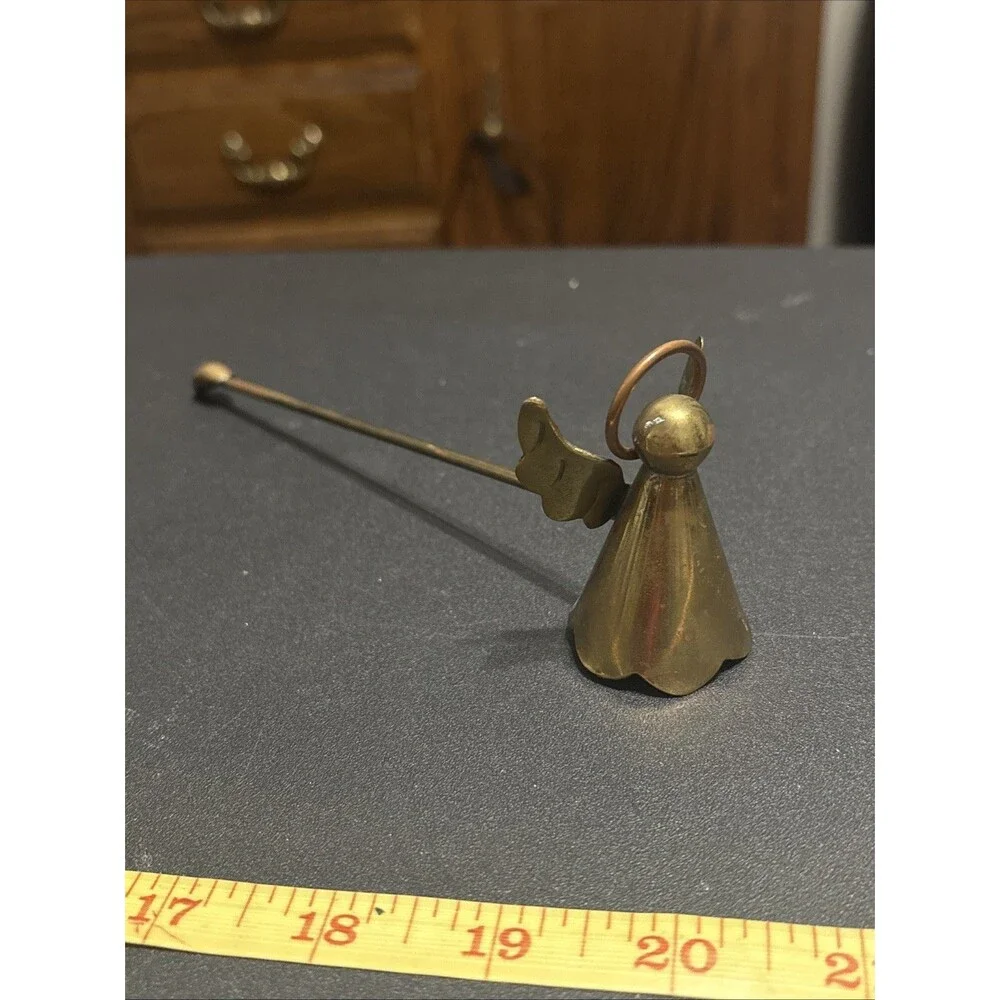 Angel Long Handle Candle Snuffer Brass  7” Mexico